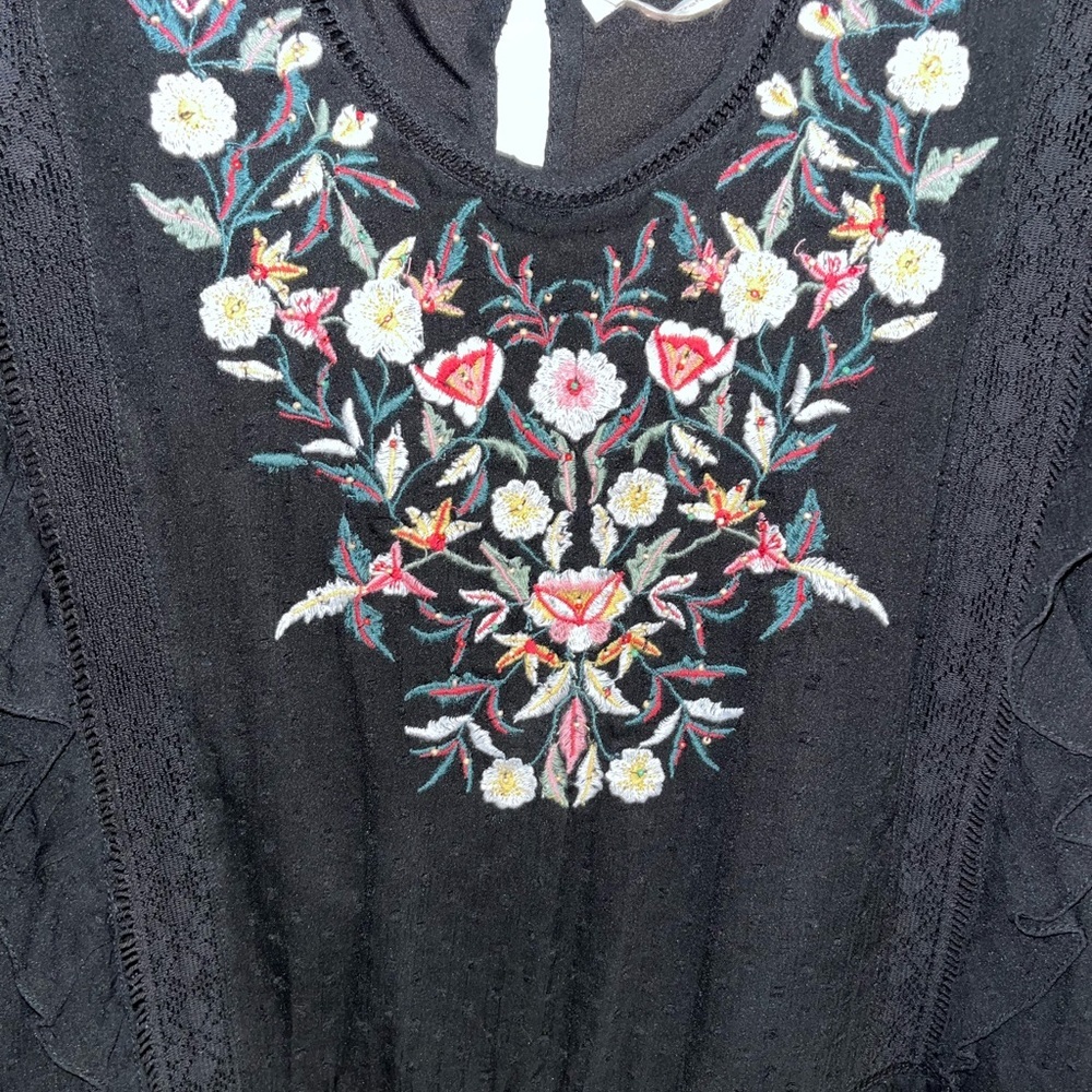 Zara floral embroidered dotted dress - Picture 2 of 6